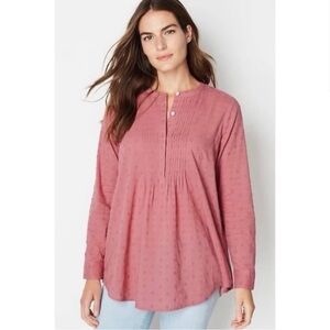 NWT J Jill 100% Cotton Clip Dot Popover Tunic Top